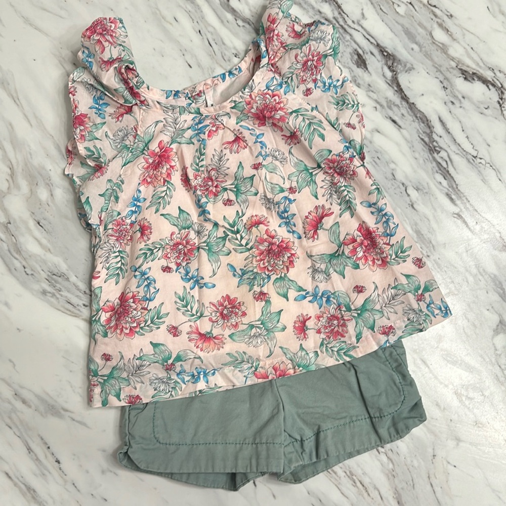Janie and Jack floral ruffle blouse size 2T